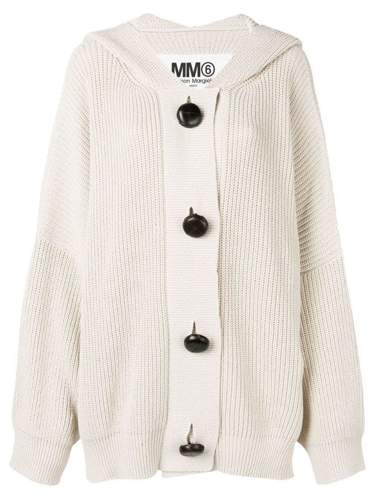 Mm6 Maison Margiela oversized hooded cardigan - Neutrals
