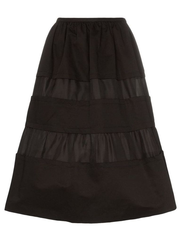 Marni Tonal stripe cotton and linen skirt - Black