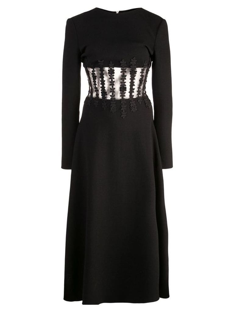 Oscar de la Renta crochet lace detail dress - Black