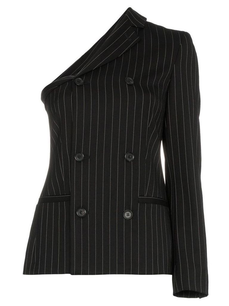 Moschino one sleeve double breasted striped virgin wool blend blazer -