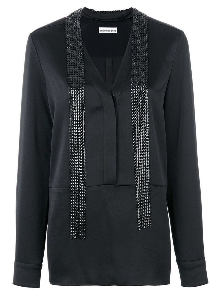 Paco Rabanne long embellished blouse - Black