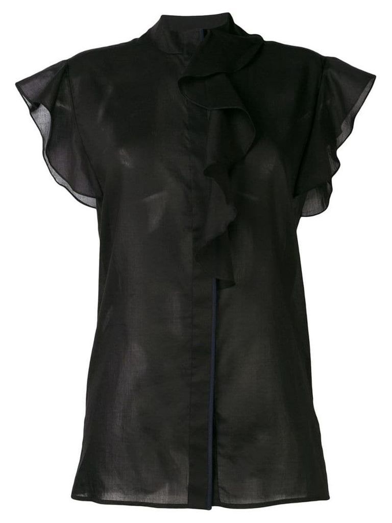 Victoria Victoria Beckham ruffled sleeve sheer blouse - Black