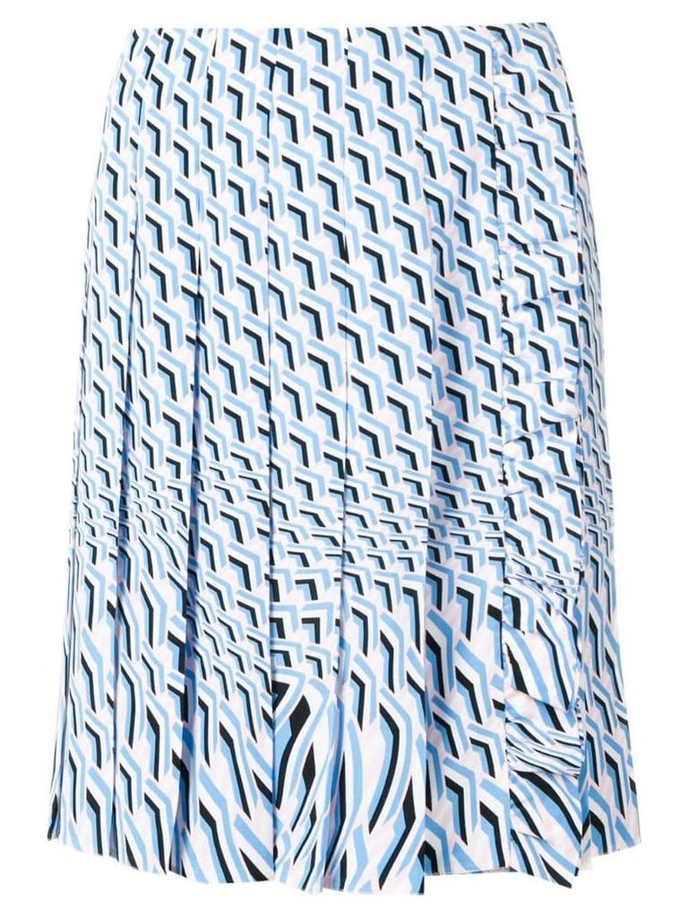 Prada geometric print pleated skirt - Blue