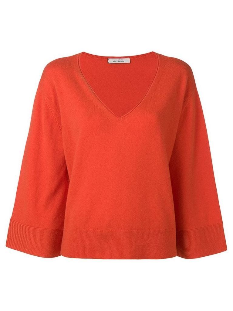 Dorothee Schumacher knit loose fit V-neck jumper - Orange