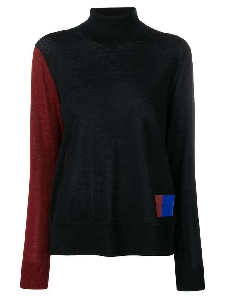 Calvin Klein colour-block turtleneck jumper - Black