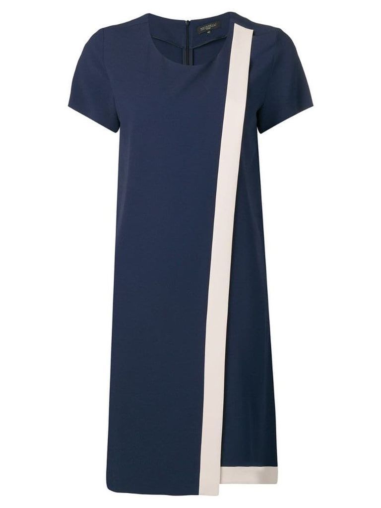 Antonelli wrap-style contrast panel dress - Blue