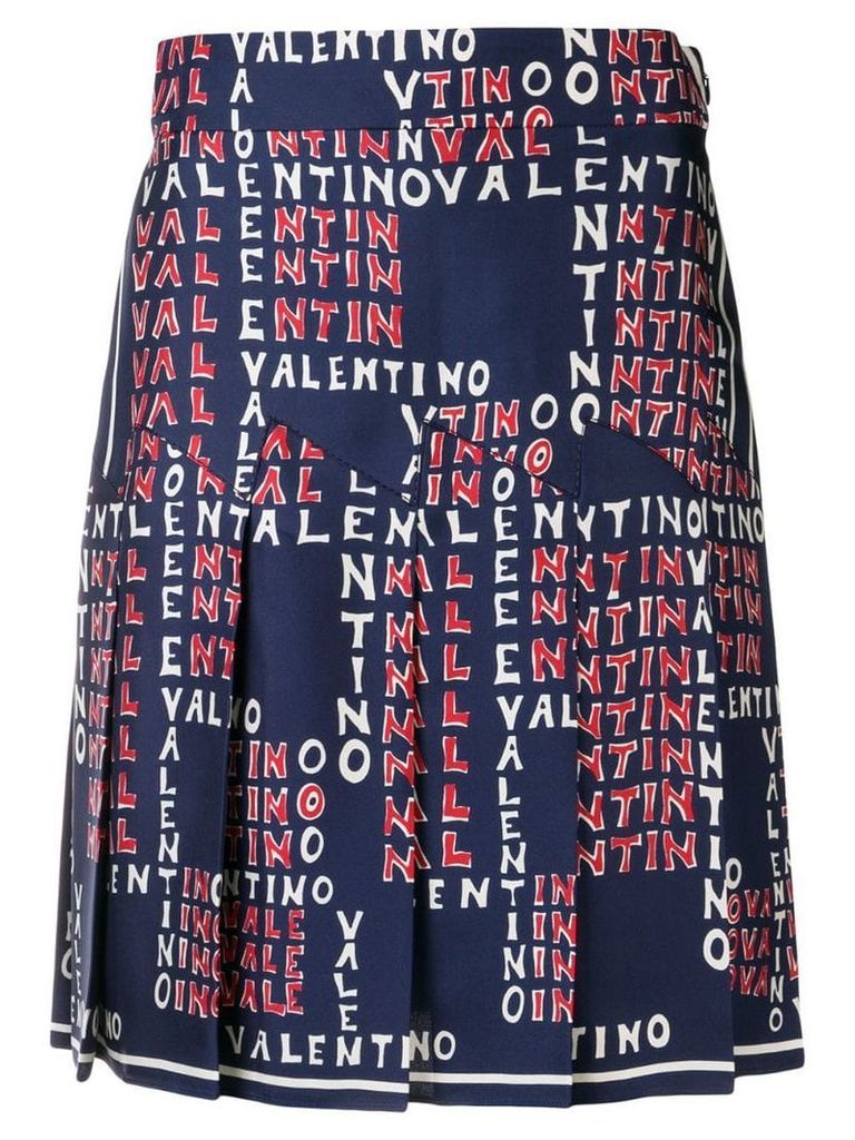 Valentino logo print skirt - Blue