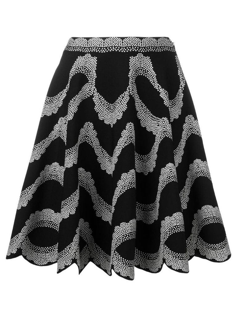 Alexander McQueen patterned scallop-edge skirt - Black