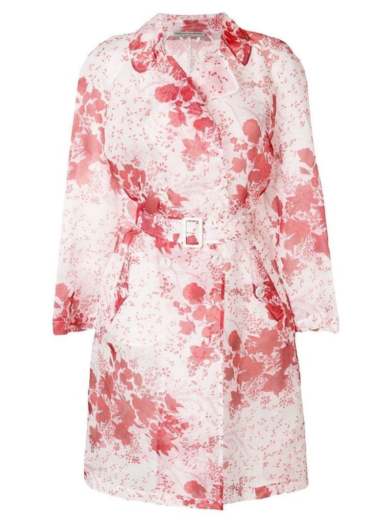 Ermanno Scervino sheer floral print trench - Red