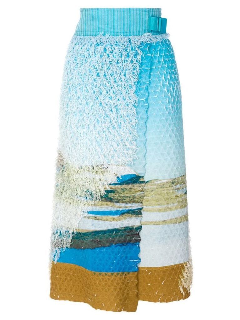 Issey Miyake printed wrap skirt - Blue