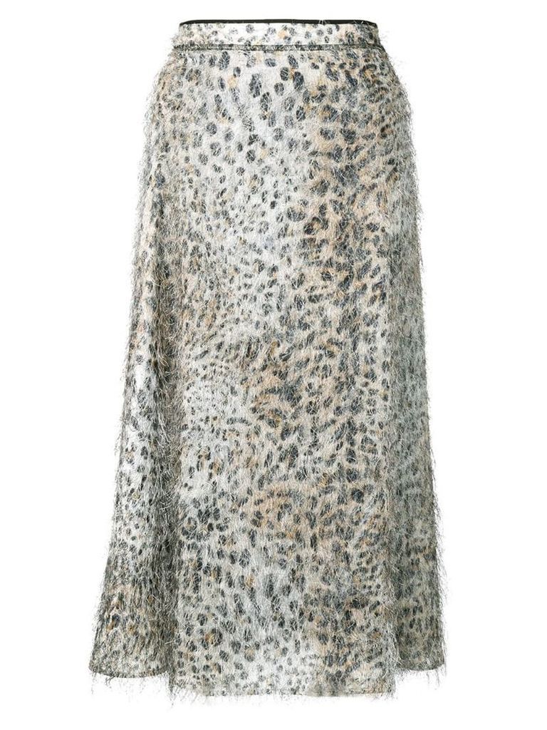McQ Alexander McQueen leopard flared midi skirt - Neutrals