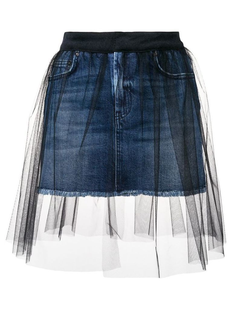 Dondup short denim skirt with tulle cover - Blue