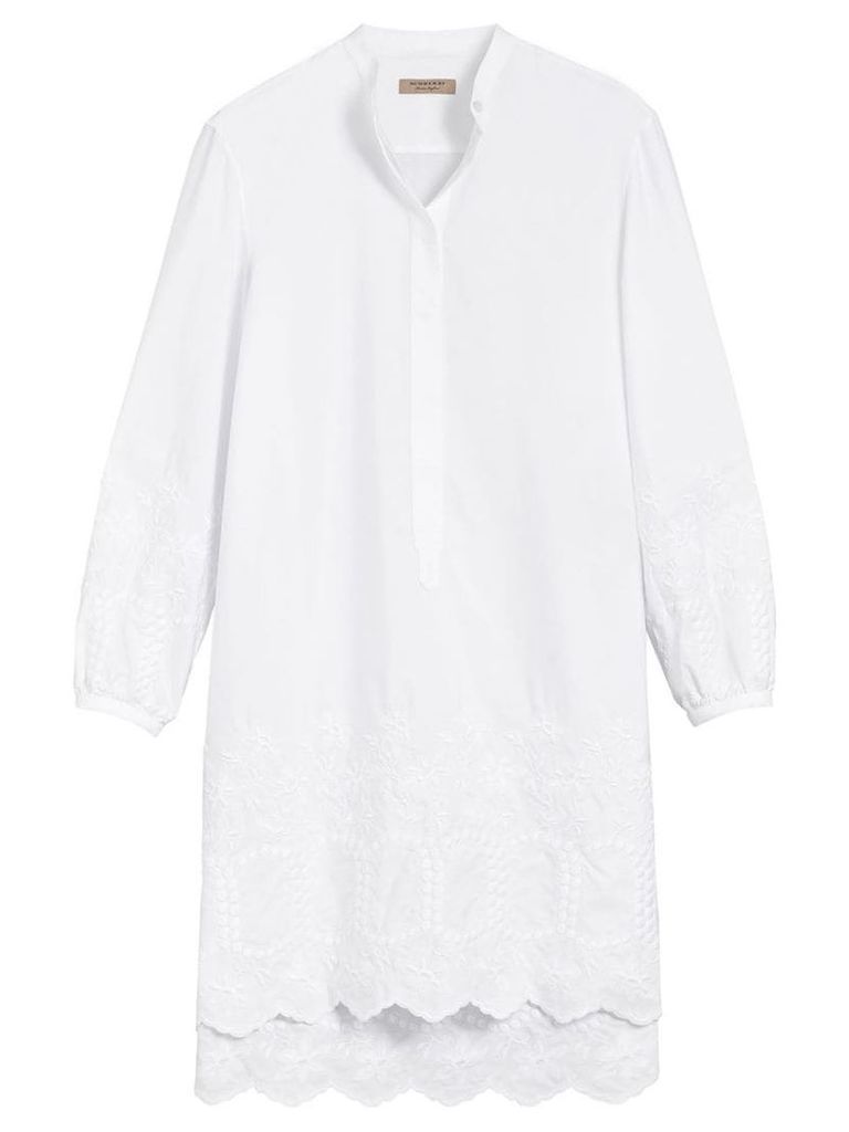 Burberry embroidered shirt dress - White