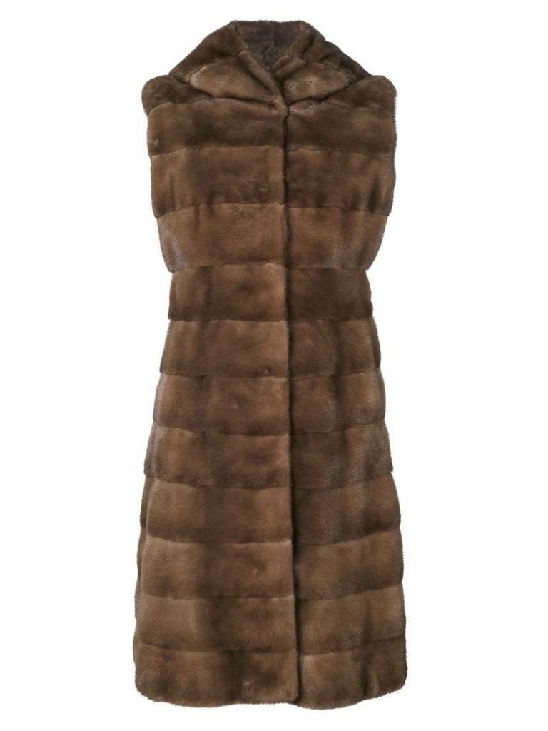 Liska fur detail coat - Brown
