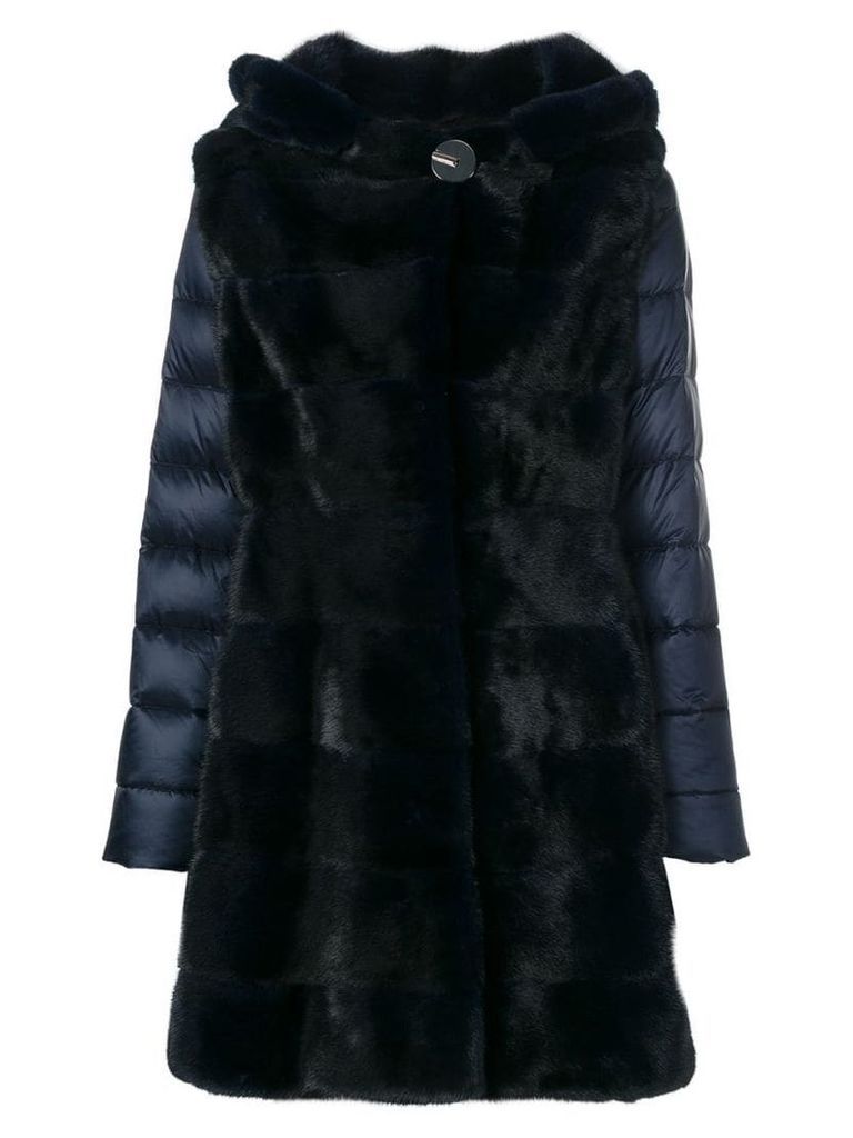 Liska fur detail padded coat - Blue