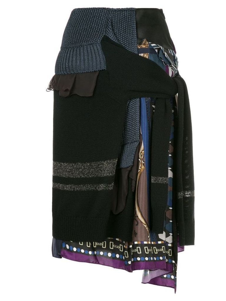 Kolor patchwork knit skirt - Blue