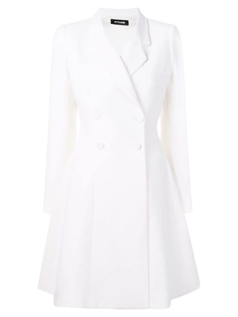 Styland midi buttoned coat - White
