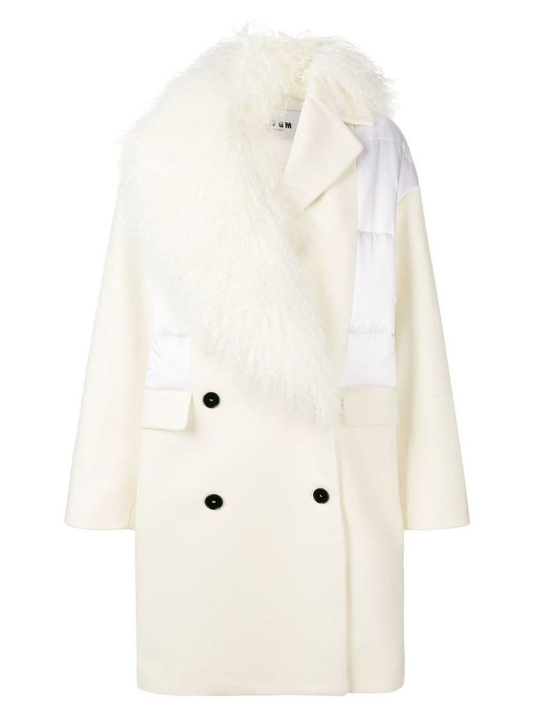 MSGM fur trim coat - White