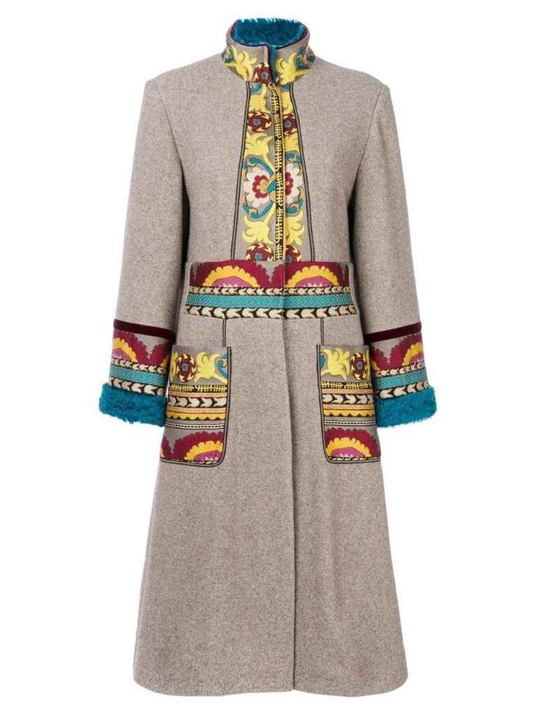 Etro embroidered cardi-coat - Neutrals