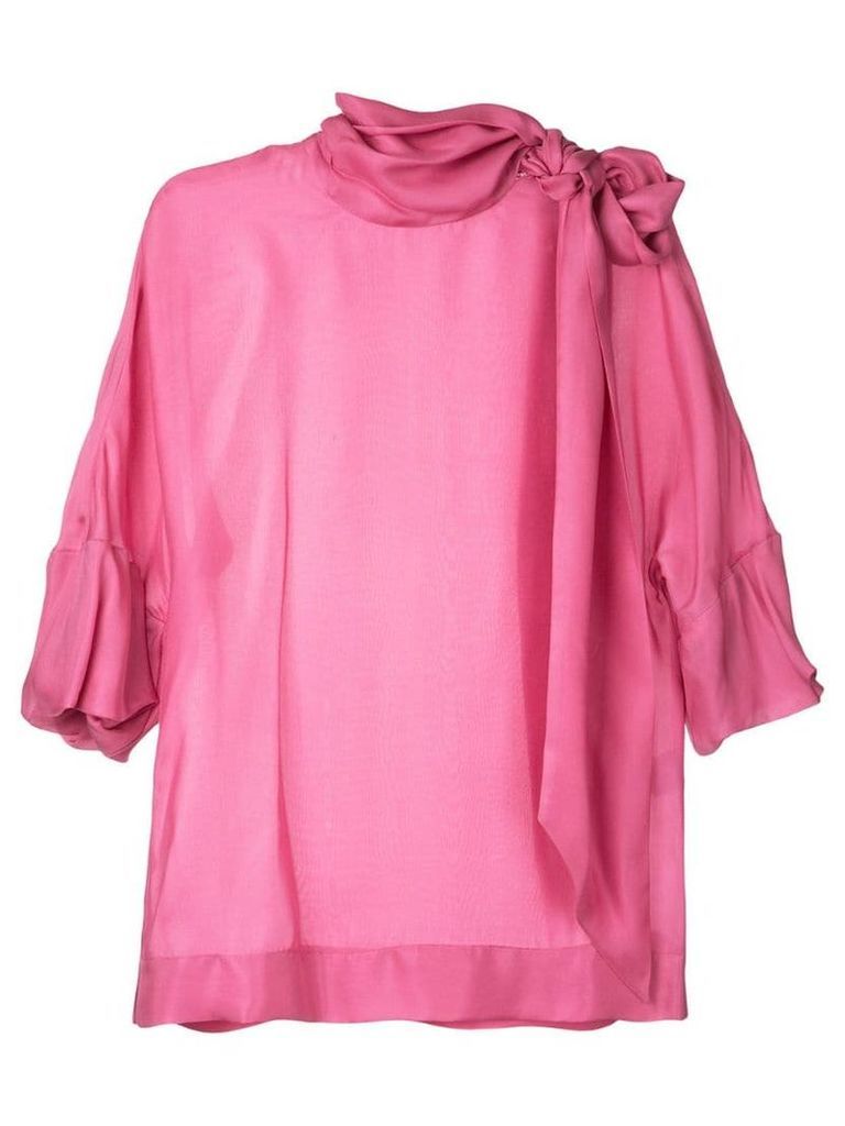 Paule Ka tie neck woven blouse - Pink