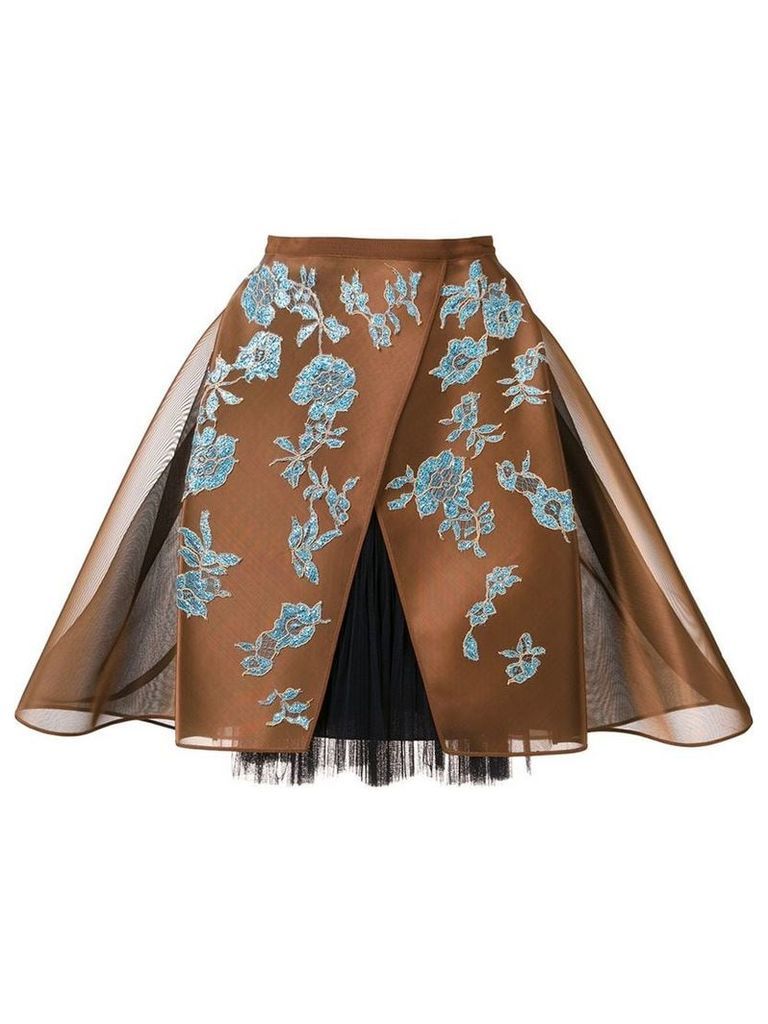 Delpozo crinoline lace skirt - Brown