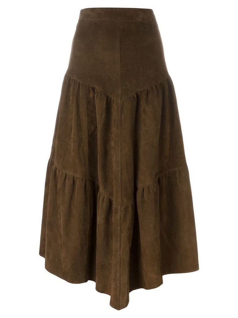 Saint Laurent long frill skirt - Brown