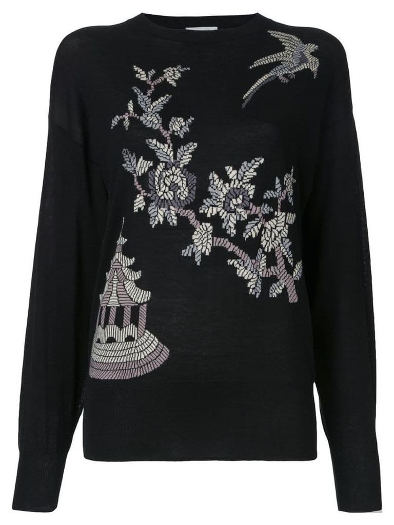 Ms Min floral pattern jumper - Black