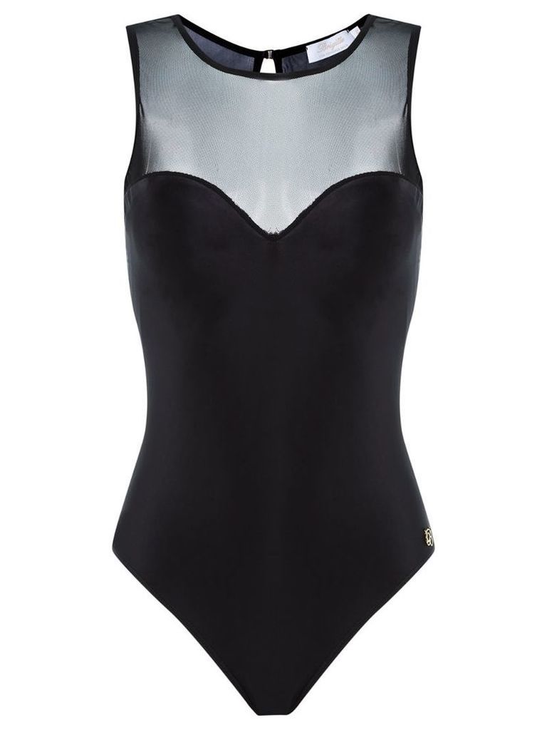Brigitte sheer panel bodysuit - Black