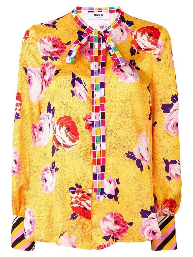 MSGM contrast trim floral blouse - Yellow