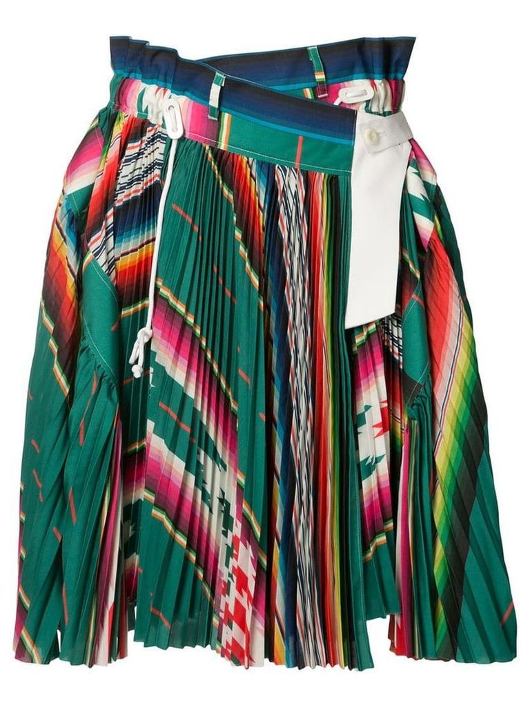 Sacai striped pleated skirt - Green