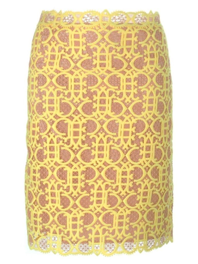 Emilio Pucci straight cut macramé skirt - Yellow