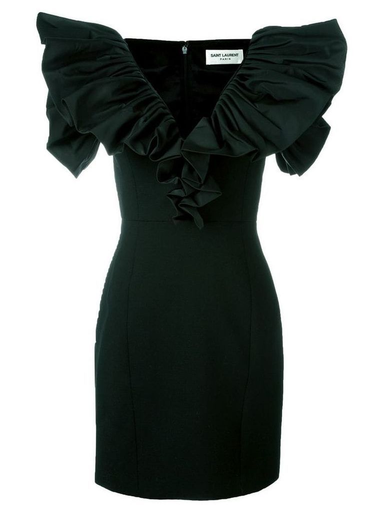 Saint Laurent ruched sleeve mini dress - Black