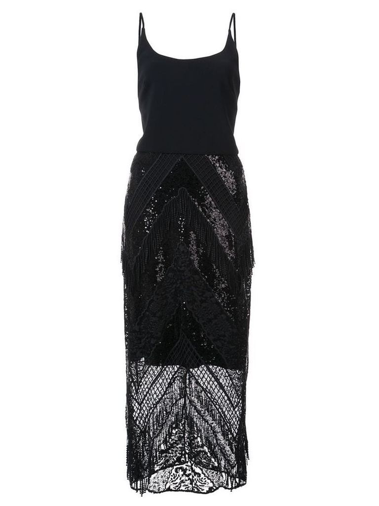 Christian Siriano sequin lace fitted dress - Black
