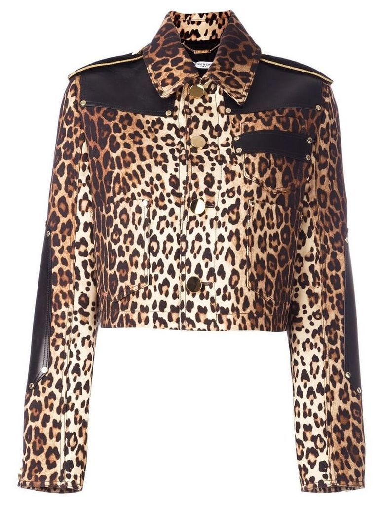 Givenchy leopard print grain de poudre jacket - Neutrals