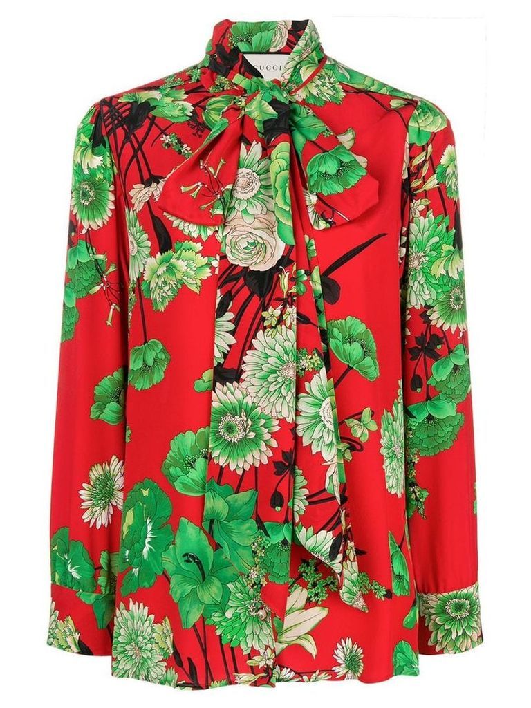 Gucci floral-print crepe de chine shirt - Red