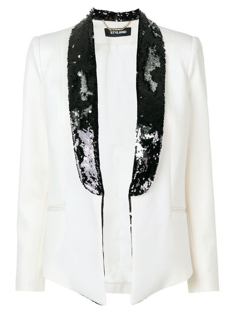 Styland sequin embellished blazer - White