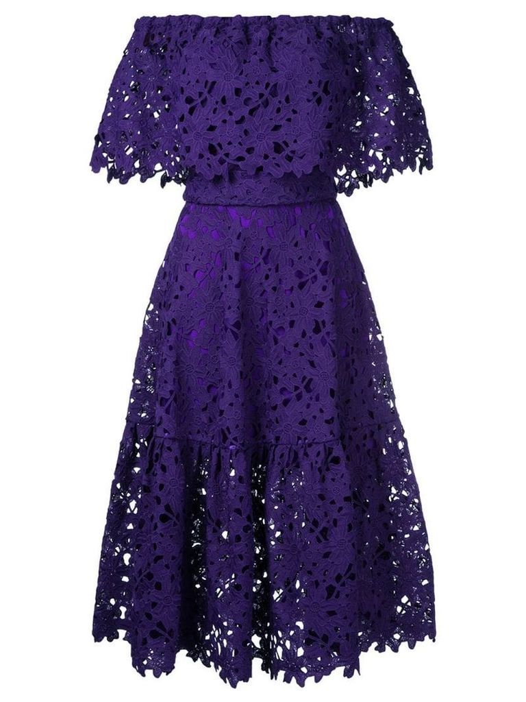 Bambah lace-embroidered flared dress - Purple