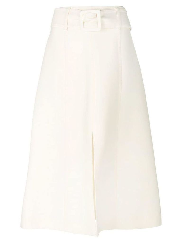 Fendi belted flared midi skirt - White