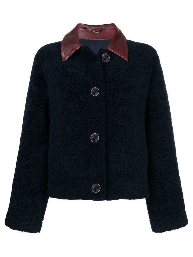 Victoria Beckham collar fur jacket - Blue