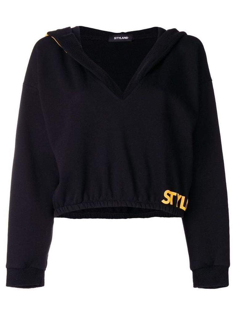 Styland oversized hood cropped sweater - Black