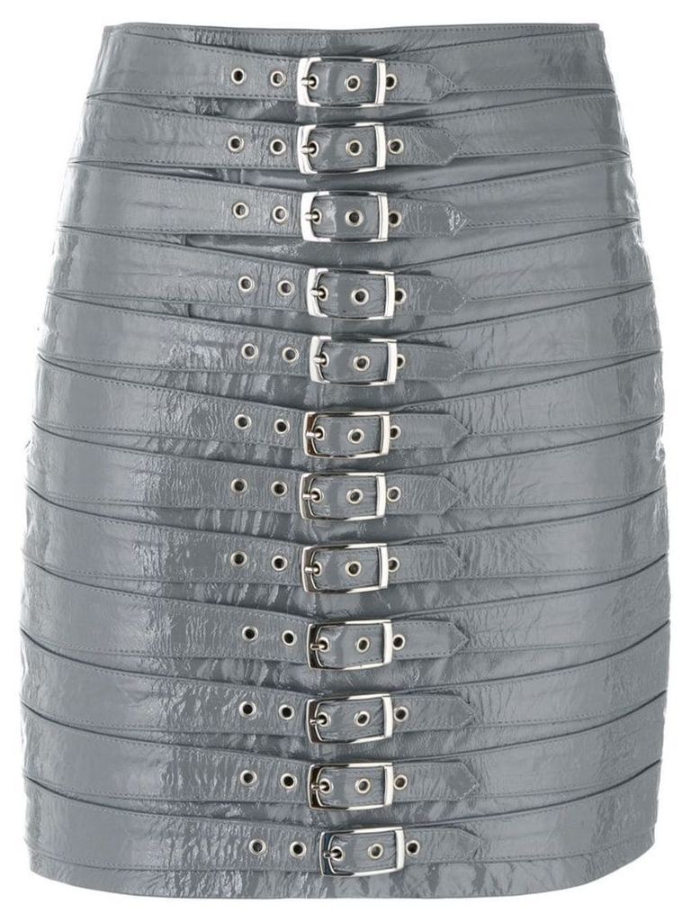 Manokhi patent leather buckle skirt - Grey