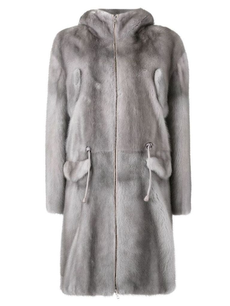 Liska midi zipped coat - Grey