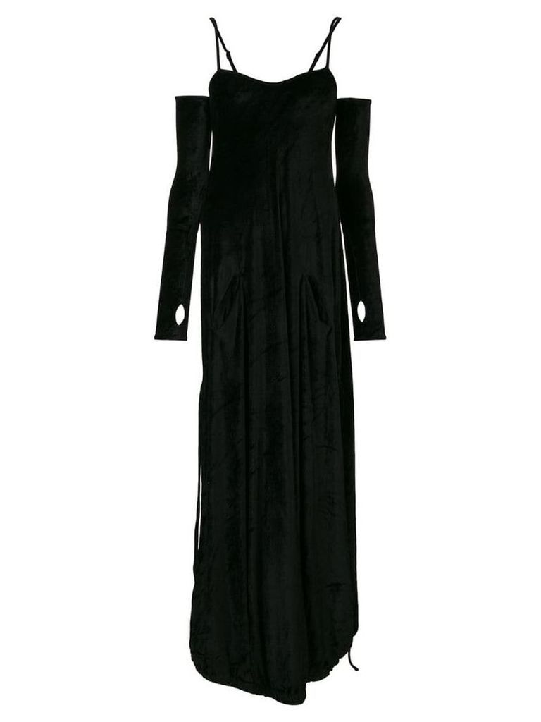 Andrea Ya'aqov velvet glove detail dress - Black