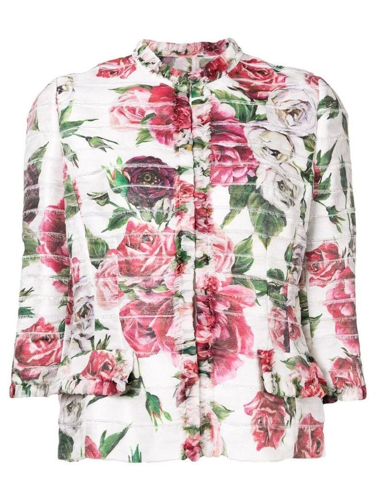 Dolce & Gabbana floral print cropped jacket - Pink