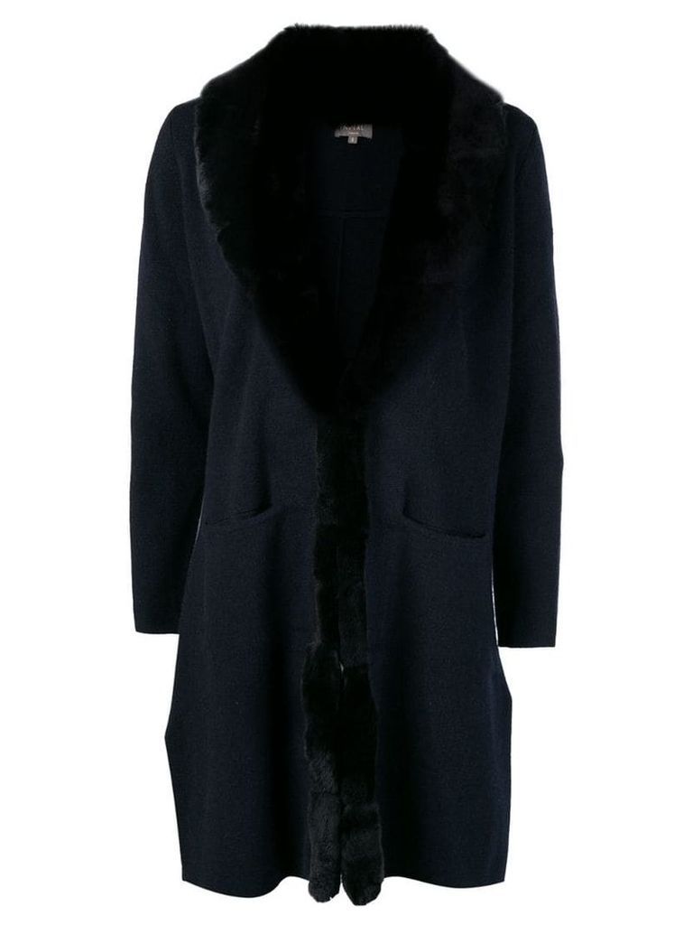 N.Peal fur collar Milano coat - Blue