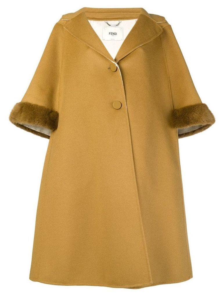 Fendi A-line cropped sleeve coat - Yellow