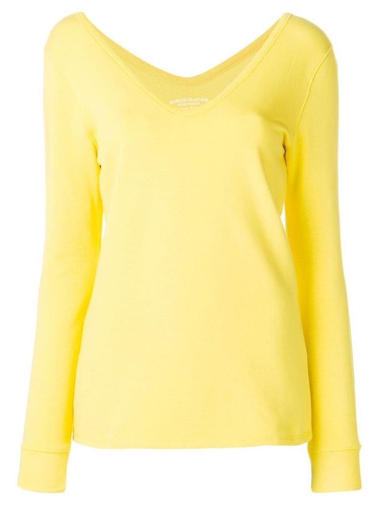 Majestic Filatures wide V-neck top - Yellow