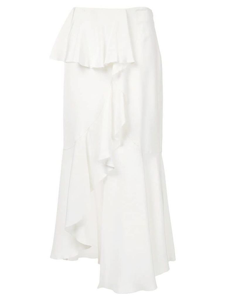 Goen.J Off-center ruffle draped heavy-silk skirt - White