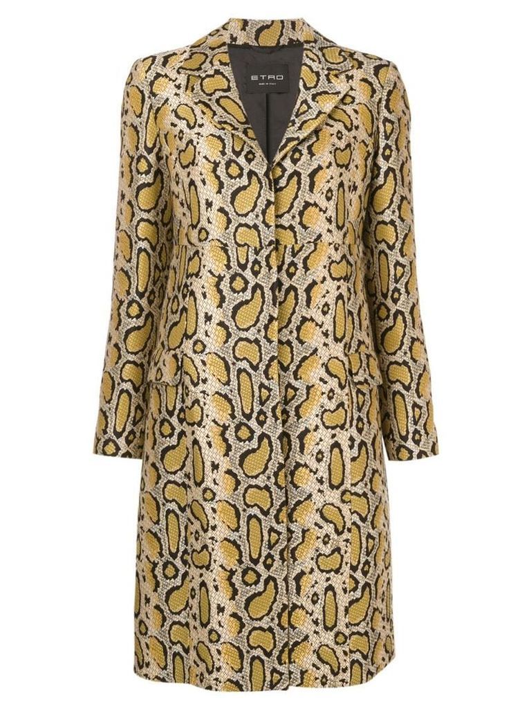 Etro snakeskin-print fitted coat - Yellow