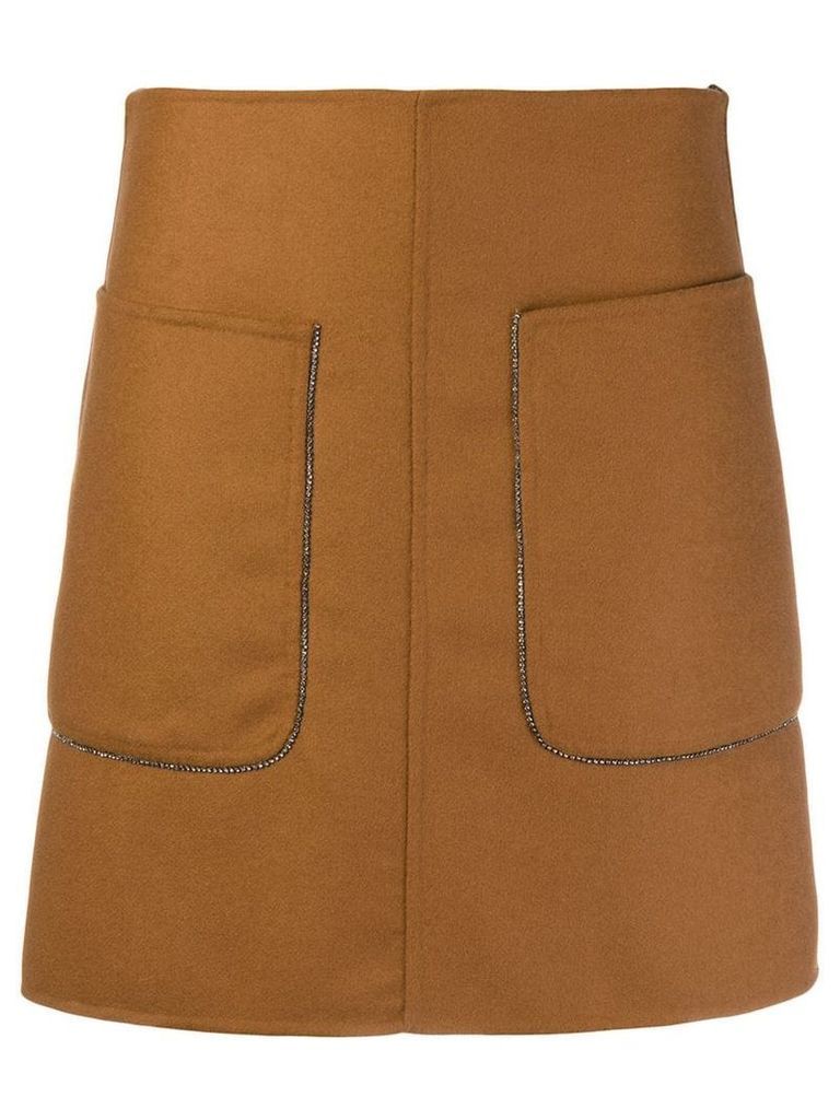 Nº21 embellished pocked A-line skirt - Brown